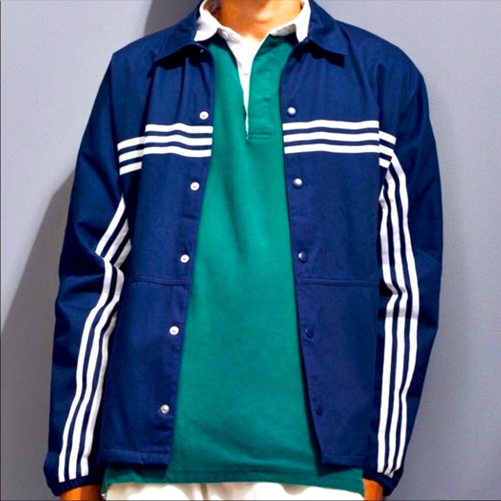 Vintage Adidas 3-Stripe Button-Down Jacket